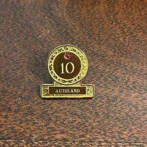 Years Of Service Autoland Gold Pin Badge With Gemstone Vintage Collectible